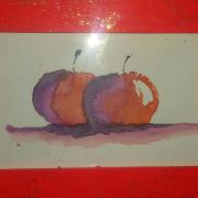 cadeau :pommes a l'aquarelle encadrees
